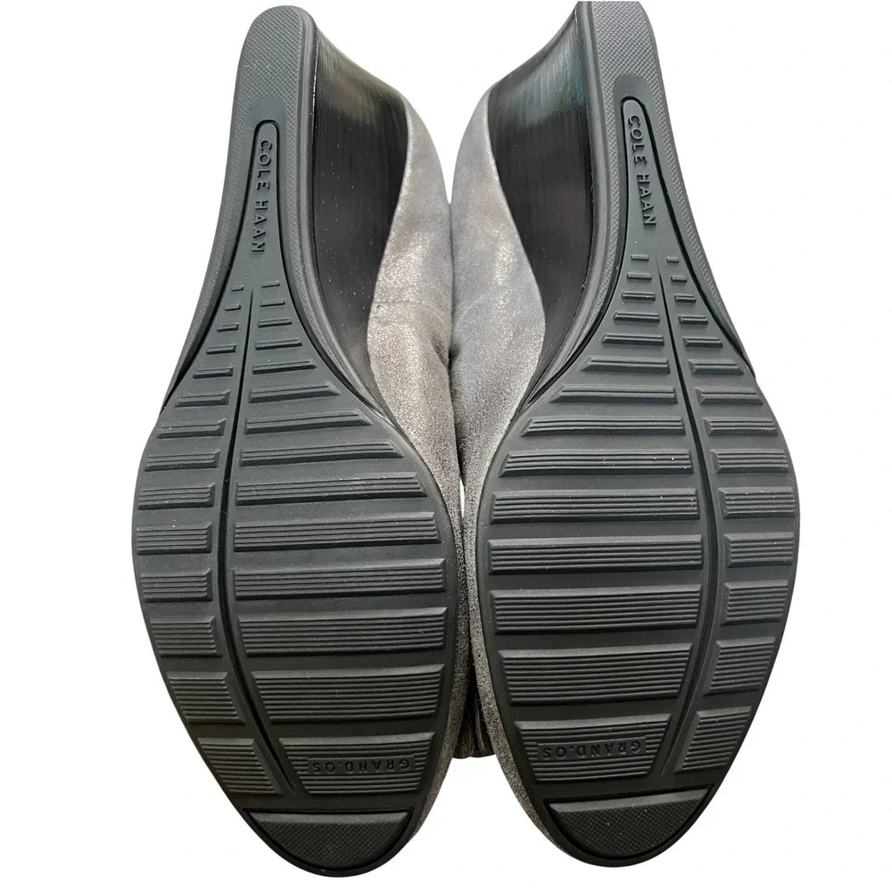 Cole Haan Women's Tali Bow Wedge Pewter Metallic Silver Pumps W01604 - Size 10B